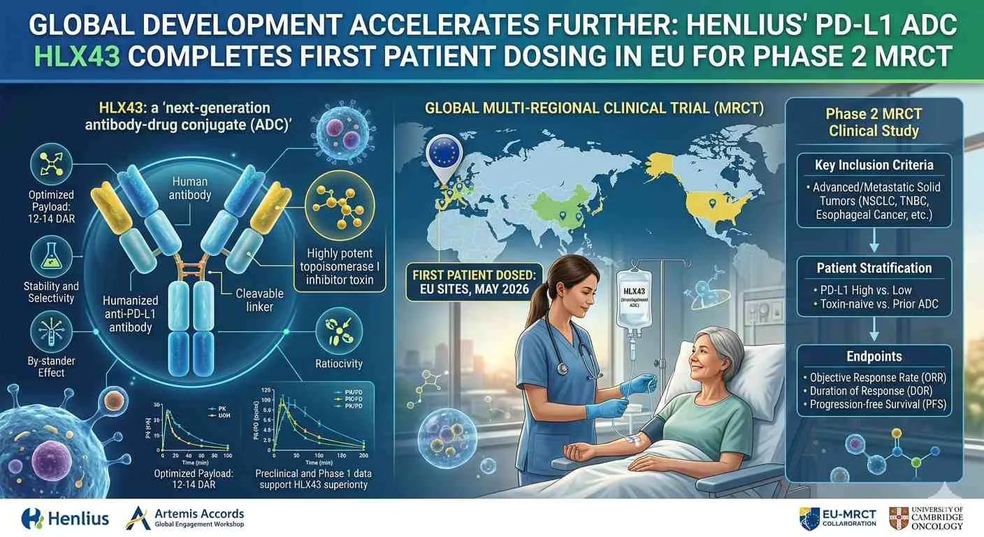 Global Development Accelerates Further: Henlius' PD-L1 ADC HLX43 Completes First Patient Dosing in EU for Phase 2 MRCT