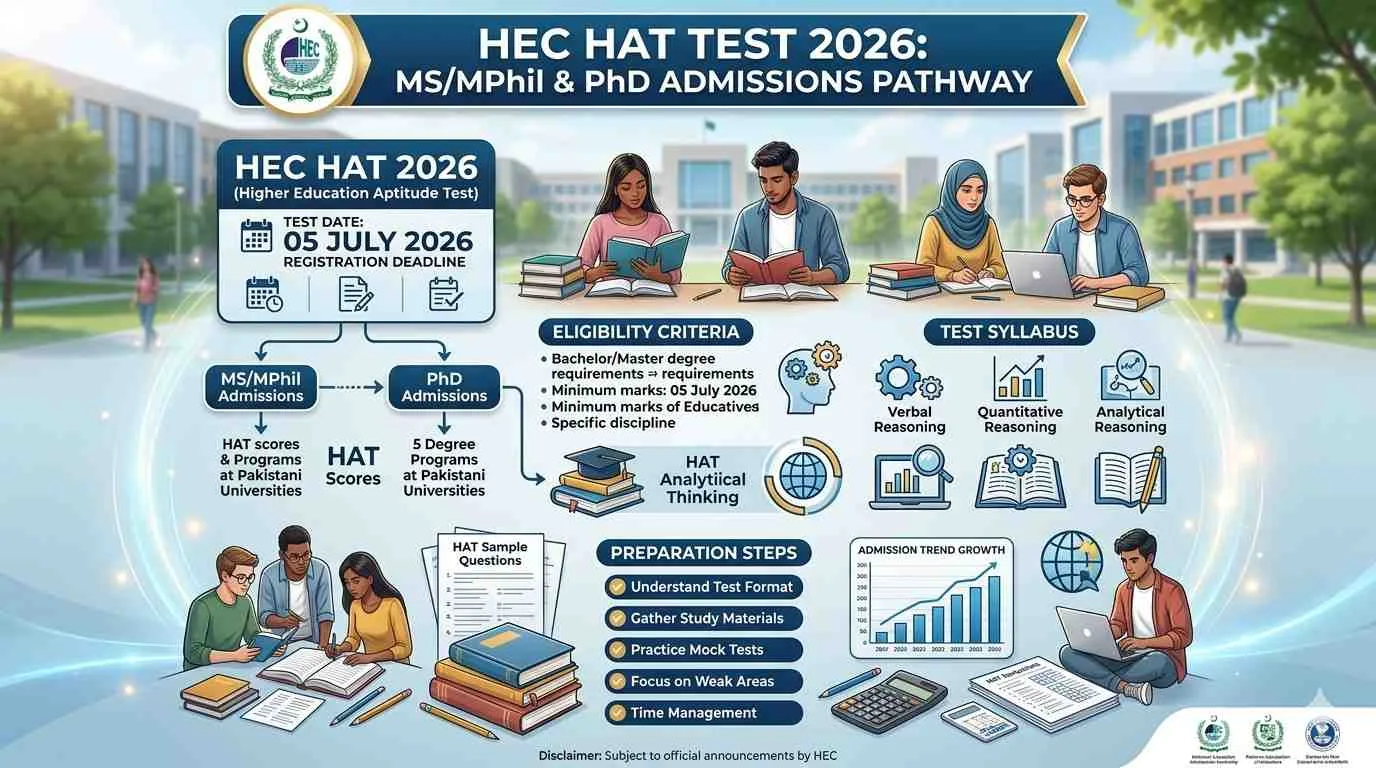 HEC HAT Test 2026 MS/MPhil PhD Admissions Details