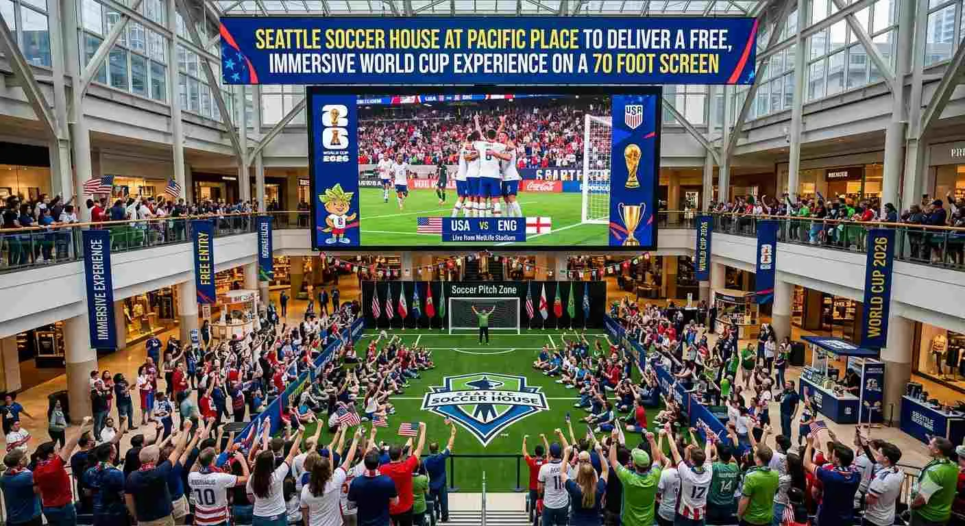 Seattle Soccer House at Pacific Place to Deliver a Free, Immersive World Cup Experience on a 70 Foot Screen