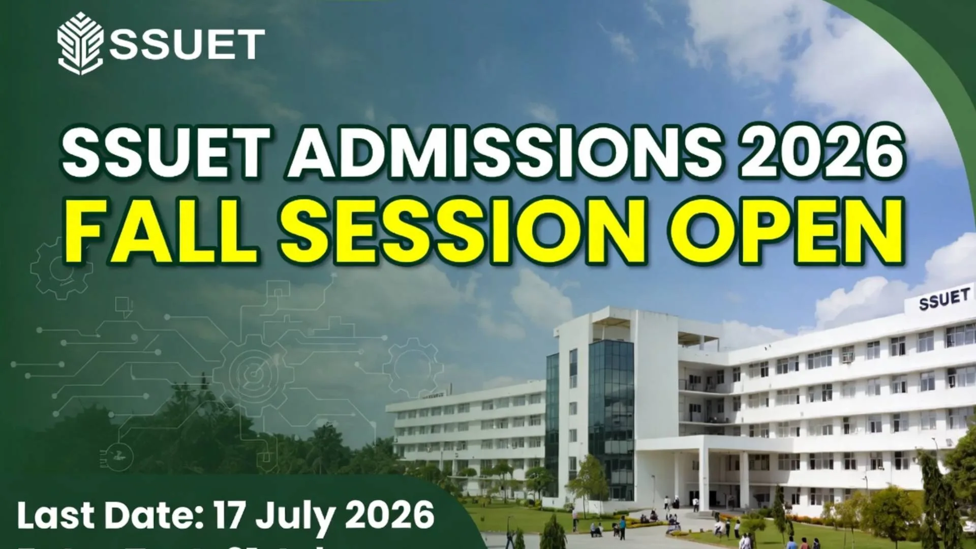SSUET Undergraduate Admissions 2026 Open
