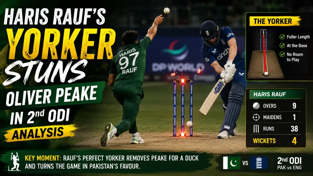 Haris Rauf's Yorker Stuns Oliver Peake in 2nd ODI Analysis