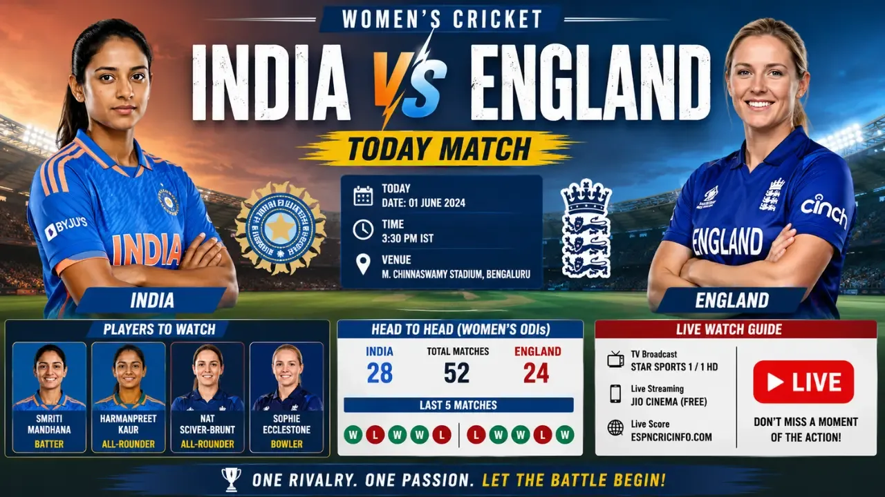 India vs England Women's Cricket Today Match: Live Score, Scorecard & Players Guide