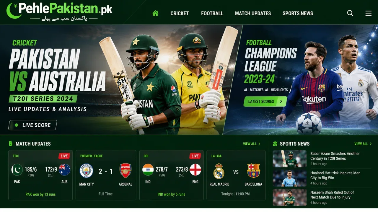 PehlePakistan.pk Sports Category: Cricket, Football, Match Updates, and Sports News
