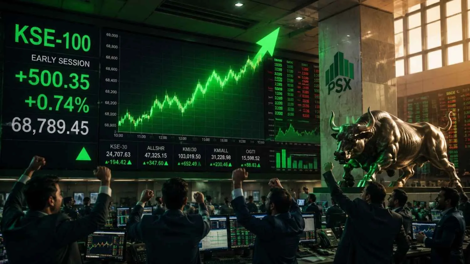 PSX Extends Rally as KSE-100 Gains Over 500 Points Early