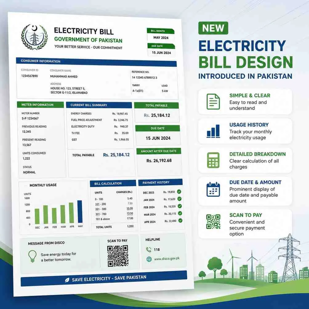 New Electricity Bill Design Introduced in Pakistan for Easier Billing