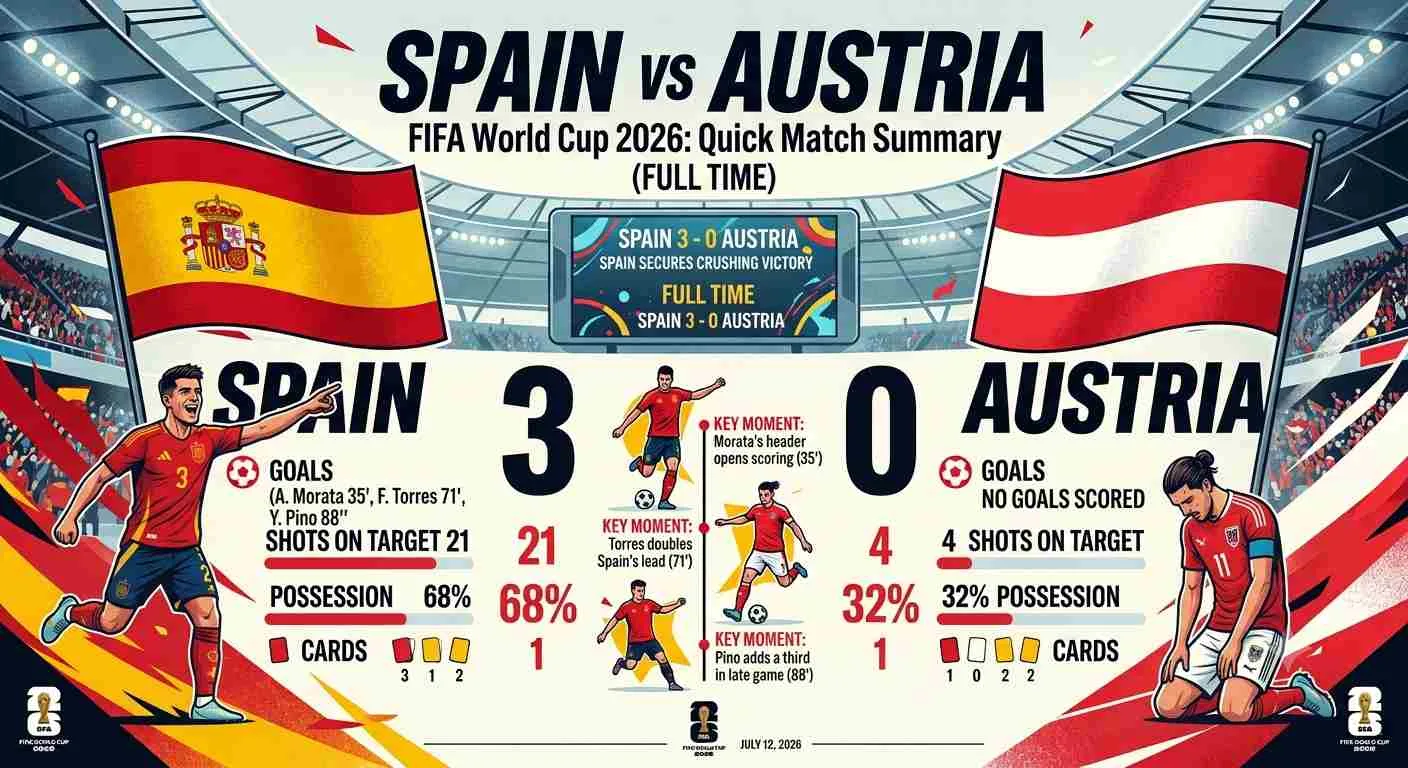 Spain vs Austria FIFA World Cup 2026: Quick Match Summary