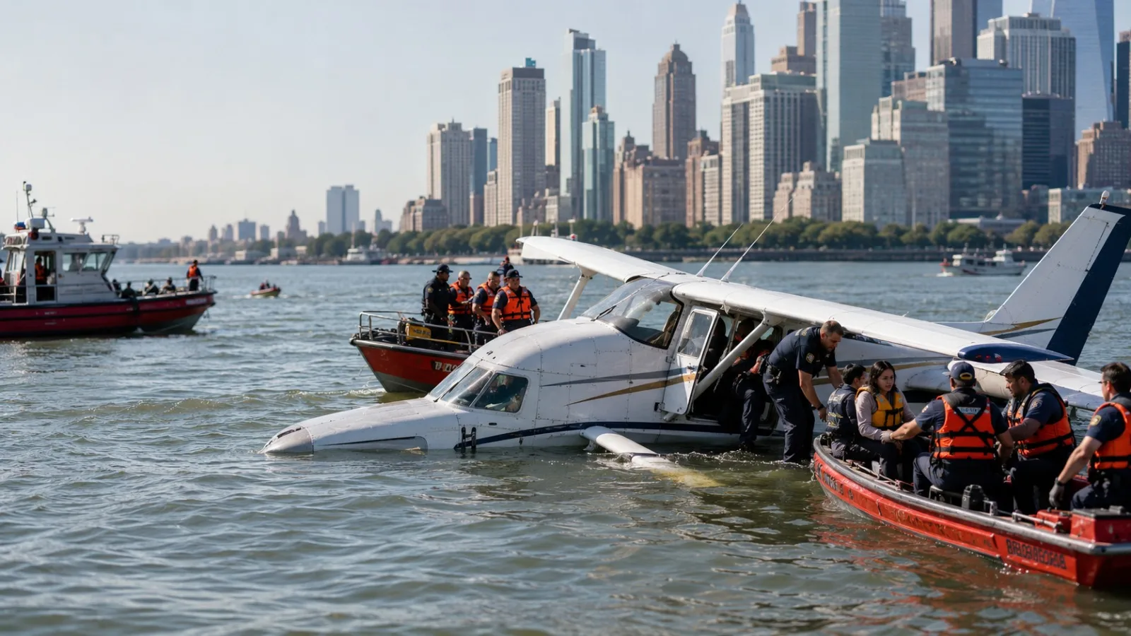 Seaplane Capsizes After Hard Landing In New York’s East River
